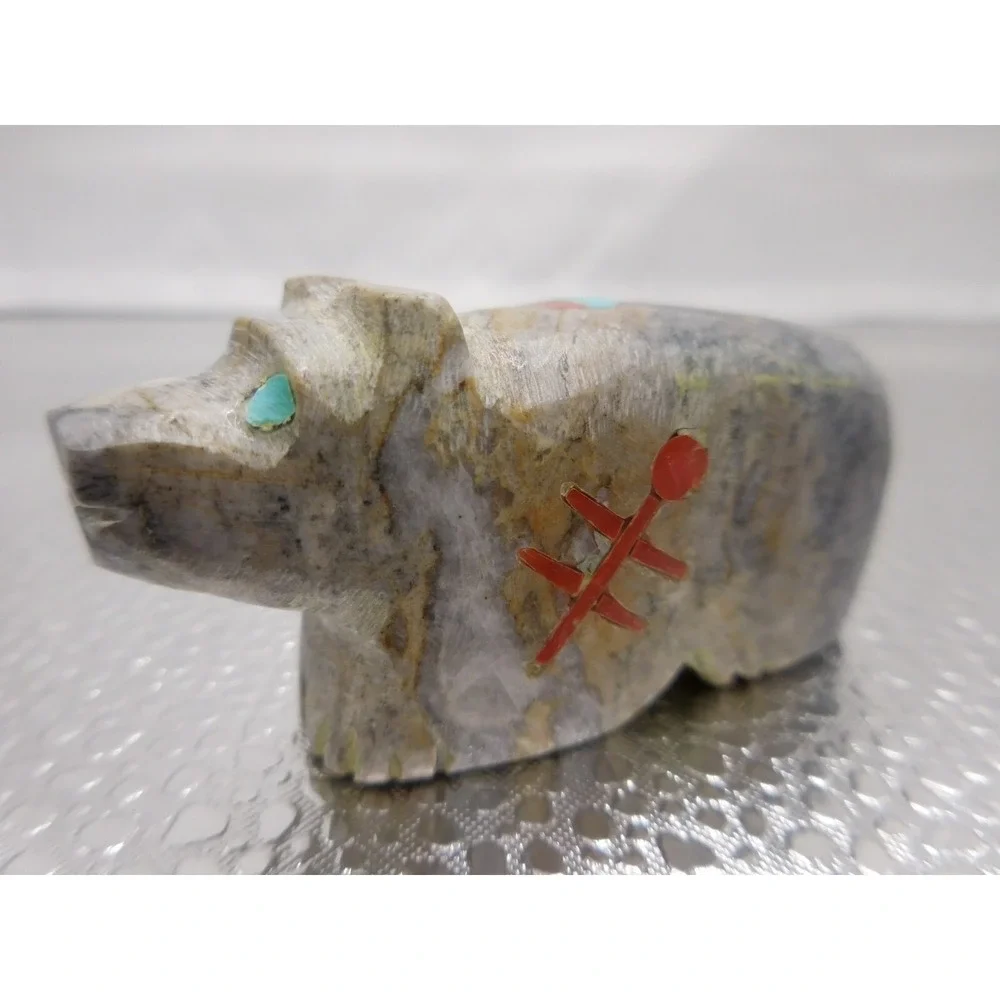 ZUNI Native American Pueblo Indian Annie Quam Gasper Inlaid Bear Very Rare